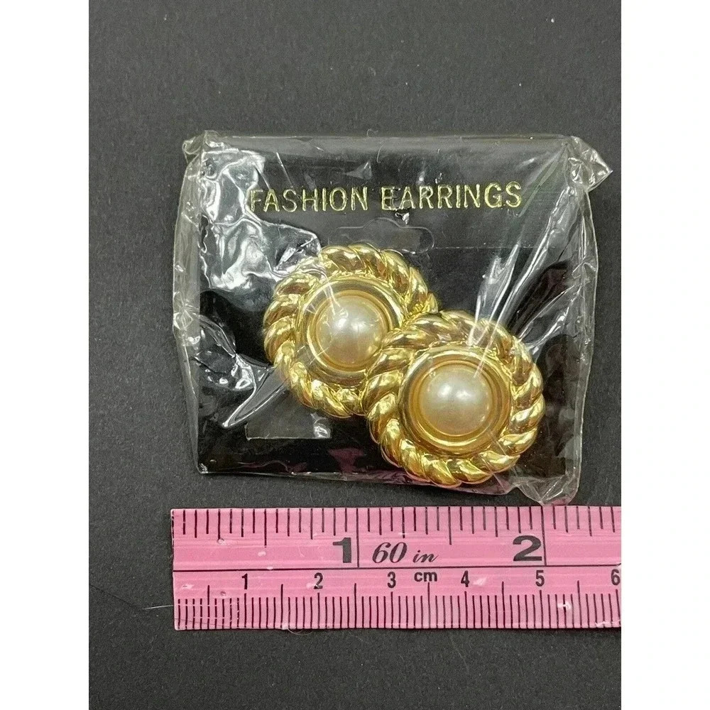 Vintage Earrings 1990sn Gold Colored Large Button Earrings